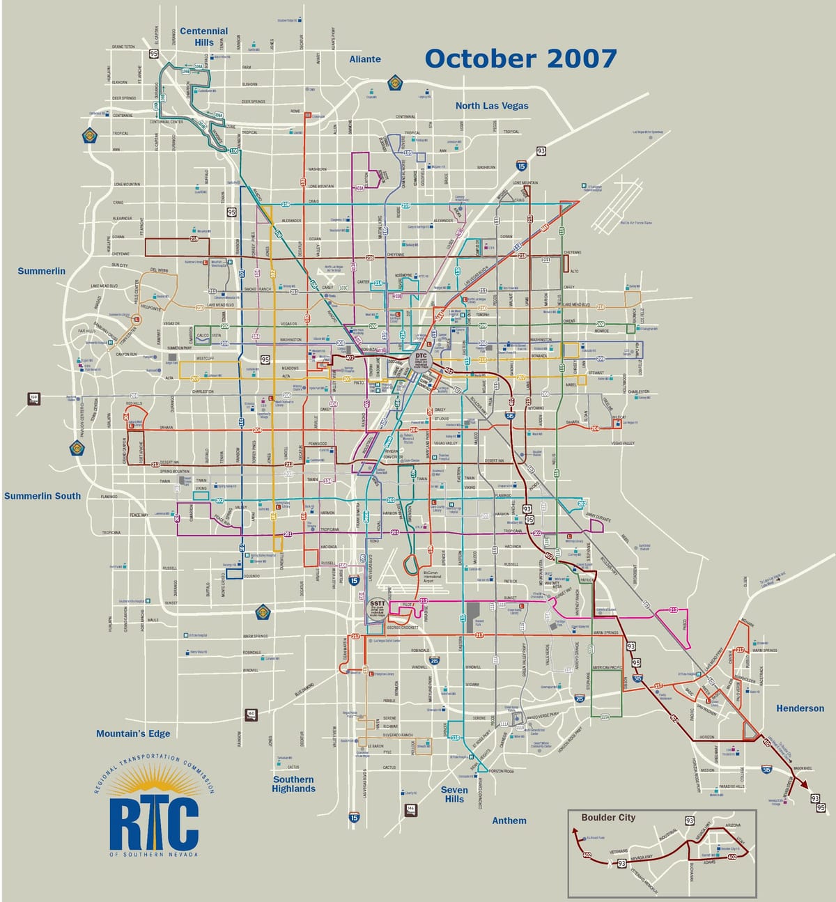 Las Vegas avtobus poti zemljevid