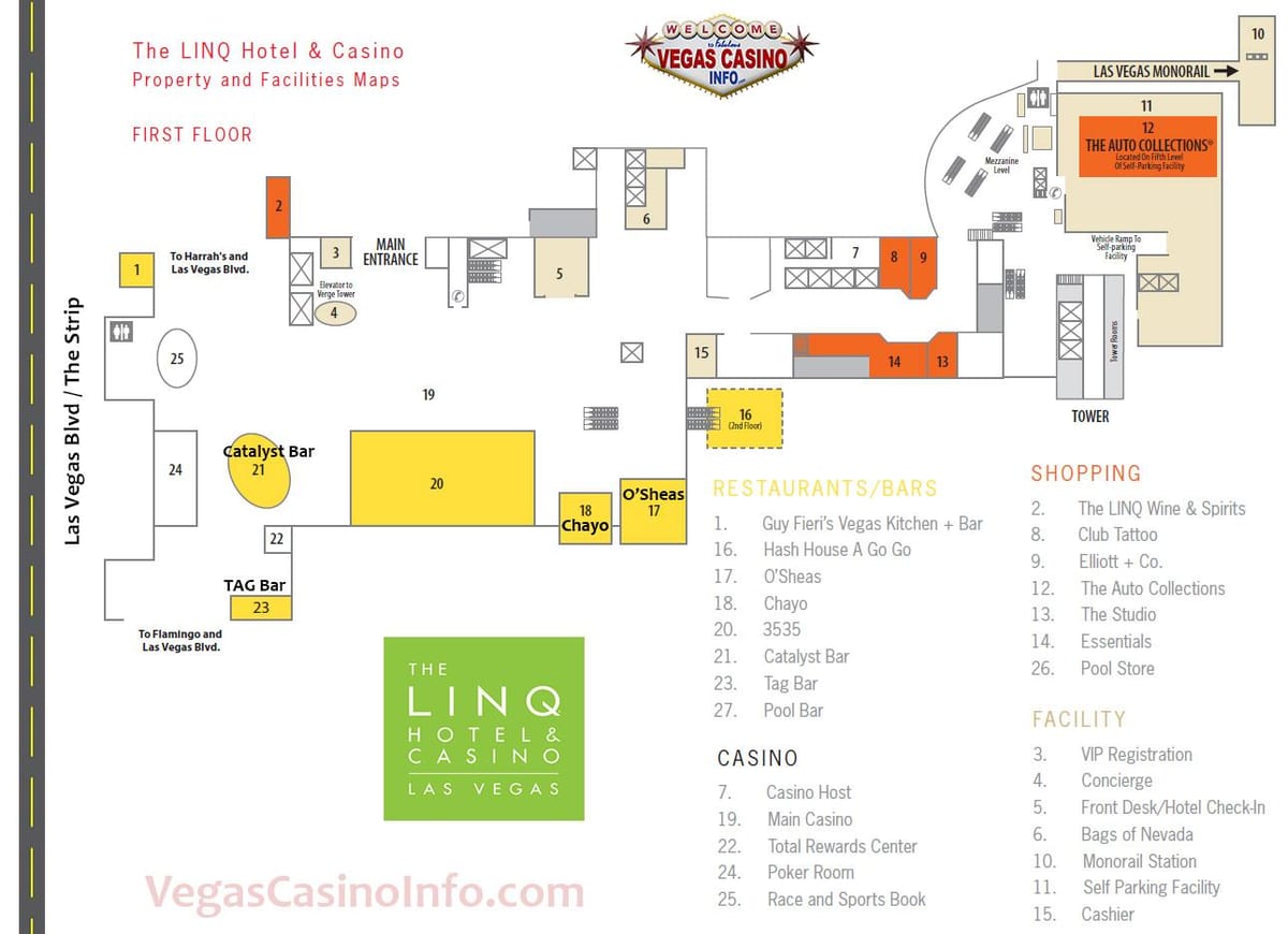 zemljevid Linq Las Vegas