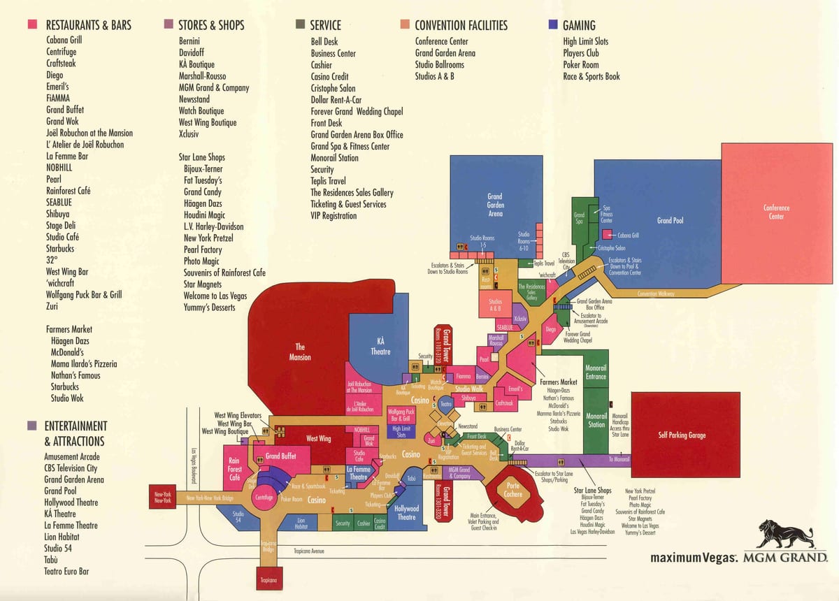 zemljevid MGM grand Las Vegas