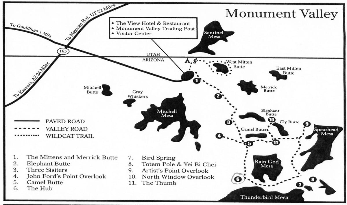 zemljevid monument valley