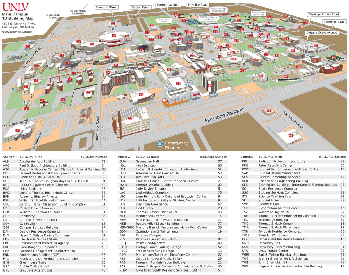 zemljevid UNLV