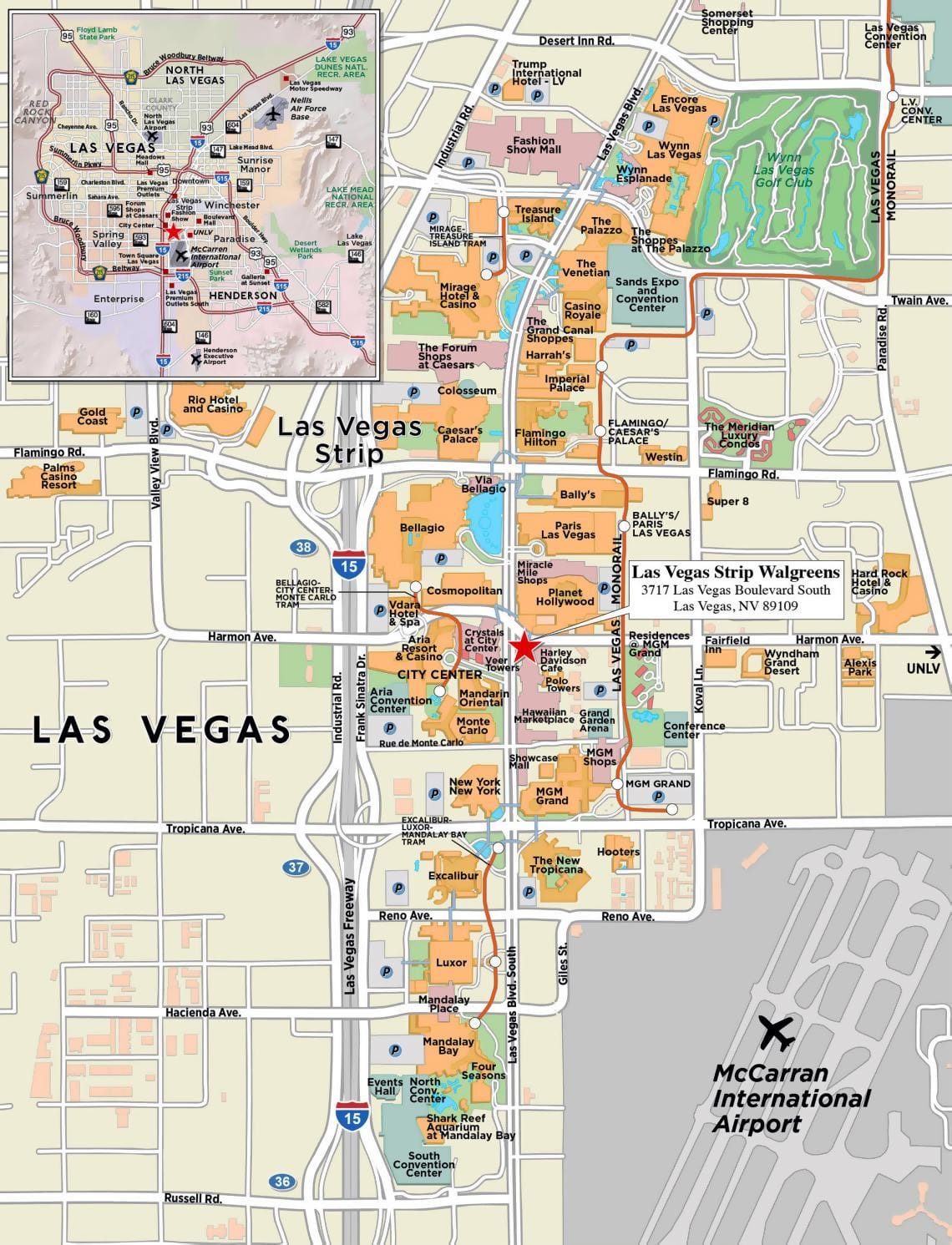 zemljevid središču Las Vegas
